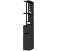 kleankin Colonne de Salle de Bains avec 2 Étagères et 2 Armoires, Meuble Haut Gain de Place 15,2x29,8x118 cm, Noir