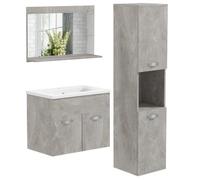 Ensemble de Meubles de Salle de Bain - kleankin - 4 Pièces - Mural - Miroir, Meuble sous Vasque, Lavabo et Armoire Haute - gris