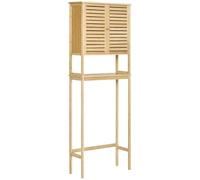 kleankin Étagère de toilettes meuble de salle de bain dessus toilette WC avec placard 2 portes et étagère puverte 60 x 23 x 173 cm MDF bambou