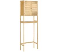 kleankin Étagère de toilettes meuble de salle de bain dessus toilette WC avec placard 2 portes et étagère puverte 60 x 23 x 173 cm MDF bambou
