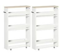kleankin Lot de 2 chariots de rangement chariot de stockage étagère sur roulettes pour cuisine étroite salle de bain buanderie