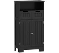kleankin Meuble Bas de Salle de Bain Multi-rangements Grande Niche 2 tiroirs Placard Double Porte avec étagère Noir