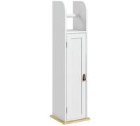 kleankin Meuble Bas Salle de Bain Blanc Placard Étagères Réglables et Dérouleur Aosom France