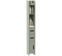kleankin Meuble Colonne de Salle de Bain 15 x 17 x 120 cm Vert Clair | Armoire Toilette Haute, avec Étagères et Placards