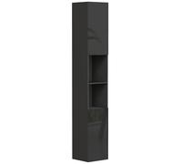 kleankin Meuble colonne de salle de bain 2 placards avec étagères réglables + 2 niches 30 x 30 x 181,5 cm noir