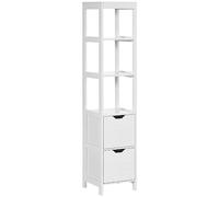 kleankin Meuble Colonne de Salle de Bain Armoire Haute Meuble Rangement avec 3 étagères et 2 tiroirs en Bois - 30 x 30 x 144 cm