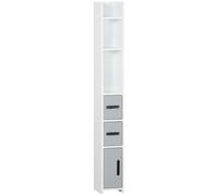 kleankin Meuble colonne de salle de bain armoire toilette haute avec étagères et placards - 15 x 17 x 120 cm gris
