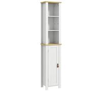 kleankin Meuble colonne de salle de bain placard à 3 niveaux étagères réglables porte en lambris 34 x 23 x 165 cm blanc