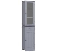 kleankin Meuble Colonne de Salle de Bain Placard Porte Acrylique 2 étagères Placard Porte 1 étagère tiroir MDF Gris