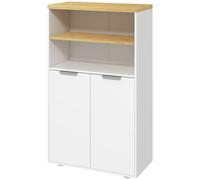 kleankin Meuble de rangement pour salle de bain avec 2 portes et 2 compartiments ouverts dim. 60L x 30P x 102H cm, blanc