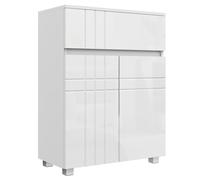 kleankin Meuble de rangement pour salle de bain sur pied placard 2 portes 1 tiroir, étagère régable, blanc laqué