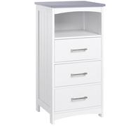 kleankin Meuble de rangement sur pied salle de bain avec 3 tiroirs et 1 niche - dim. 40L x 33l x 80H cm - blanc Aosom France