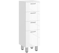 kleankin Meuble de Salle de Bain 4 Tiroirs 30 x 30 x 93 cm Blanc Brillant | Meuble de Rangement, Armoire de Toilette sur Pied, Base Surélevée, Commode Salle de Bain