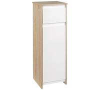 kleankin Meuble de salle de bain armoire de rangement avec 1 tiroir et 1 placard - 32,6 x 30 x 90 cm - aspect bois et blanc