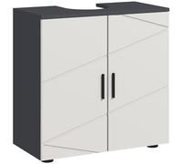 kleankin Meuble de salle de bain avec armoire à 2 portes, meuble sous-vasque à pied en bois avec étagère réglable, 60 x 30 x 60 cm, gris