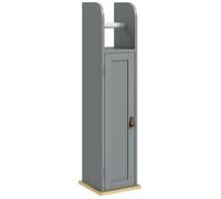 kleankin Meuble colonne porte-papier toilette – placard et étagères réglables – 20 x 20 x 80 cm gris