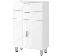 kleankin Meuble de Salle de Bain, Commode de Salle de Bain, 2 Tiroirs, Étagère Ajustable, Panneau de Particules, Blanc
