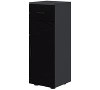 Kleankin Meuble de Salle de Bain en Panneau de Particules avec Tiroir et Armoire à 2 Niveaux Réglables, 30x30x82 cm, Noir et Gris