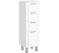 kleankin Meuble de Salle de Bain, Meuble de Rangement, Meuble de Toilette sur Pied avec 4 tiroirs et Base surélevée, Commode Salle de Bain, Salon, Chambre, 30 x 30 x 93 cm, Blanc Brillant