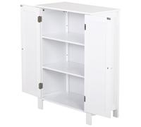 kleankin Meuble de Salle de Bain, Meuble Gain de Place Polyvalent avec Armoire 2 Étagères 2 Portes Poignées en MDF 60 x 30 x 80cm Blanc