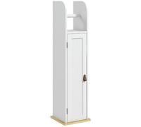 kleankin Support papier toilette – armoire 20×20×80 cm, 2 étagères réglables – Blanc/Bois clair