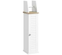 kleankin Meuble de salle de bain support papier toilette avec placard et étagère réglable 18 x 20 x 80 cm blanc