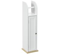 kleankin Meuble de salle de bain support papier toilette avec placard et étagères réglables 20 x 20 x 80 cm blanc