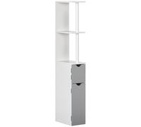 kleankin Meuble de salle de bains en bois pour salon, salon, salon, 15,2 x 29,8 x 118 cm, blanc et gris