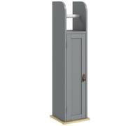 kleankin Meuble porte-papier toilette colonne Meuble de salle de bain avec placard et étagères réglables 20 x 20 x 80 cm gris