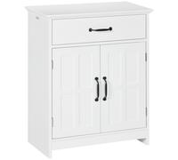 kleankin Meuble salle de bain, armoire salle de bain sur pied avec double porte, tiroir et étagère réglable, 60x30x75cm, blanc