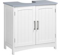 kleankin Meuble salle de bain sous lavabo, meuble sous lavabo avec double portes, étagère réglable, 60 x 33 x 60 cm, blanc