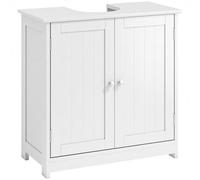 kleankin Meuble Salle de Bain sous lavabo - Meuble sous-Vasque - Placard 2 Portes avec étagère - dim. 60L x 30l x 60H cm - en Bois Blanc