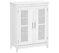 kleankin Meuble Salle de Bain sur Pied 3 Niveaux 60 x 30 x 80 cm Blanc | Double Porte, Étagère Réglable, Meubles de Salle de Bain, Salon, Toilette