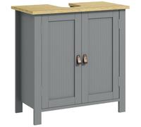 kleankin Meuble sous Lavabo, 2 Portes, 60 x 30 x 60 cm, Gris | Meuble de Salle de Bain sous Lavabo, Étagère Réglable, 2 Étages à l'Intérieure, Poignées en PU