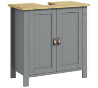 kleankin Meuble sous lavabo 2 portes, étagère réglable, 2 étages, poignées PU, 60 x 30 x 60 cm Gris