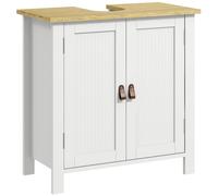 Meuble sous lavabo salle de bain - kleankin - 2 portes étagère réglable poignées PU - bois - 60x30x60cm - blanc