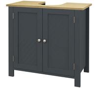 kleankin Meuble Sous-lavabo en Panneaux de Particules et MDF à 2 Portes avec Étagère Interne Réglable, 60x30x60 cm, Gris