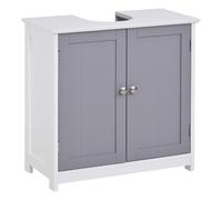 Kleankin Meuble Sous-Lavabo MDF Gris et Blanc 2 Portes et Étagère pour Salle de Bain Aosom France