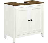 kleankin Meuble sous lavabo salle de bain meuble sous évier - placard 2 portes avec étagère - 60 x 30 x 60 cm - blanc et aspect bois