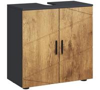 Meuble sous lavabo - kleankin - meuble salle de bain 2 portes étagère réglable - bois - 60x30x60cm - gris anthracite