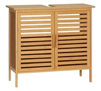 kleankin Meuble sous lavabo 2 portes - bambou, rangement - 66 x 29 x 61,5 cm