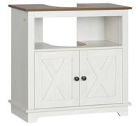 kleankin Meuble sous lavabo Salle de Bain Meuble sous Vasque Armoire de Rangement pour lavabo - Niche et Placard à Portes Doubles, 60 x 30 x 60 cm, Blanc