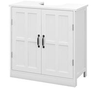 kleankin Meuble sous lavabo salle de bain meuble sous vasque avec double porte et étagère réglable, 60x30x60cm, blanc