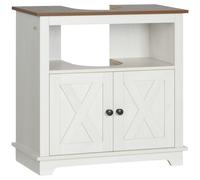 kleankin Meuble sous lavabo salle de bain meuble sous vasque - niche et placard à portes doubles, 60 x 30 x 60 cm, blanc