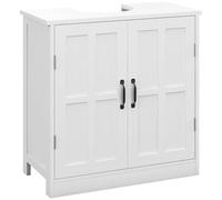 kleankin Meuble sous lavabo Salle de Bain sous Vasque 60 x 30 x 60 cm Blanc | Armoire de Rangement pour Lavabo, Double Porte, Étagère Réglable