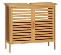 Meuble sous lavabo salle de bain - meuble sous vasque - kleankin - 2 portes rangement - bambou - 66x29x61,5cm