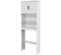 kleankin Meuble WC dessus de toilette armoire de rangement de salle de bain avec niches placard à double porte étagère réglable