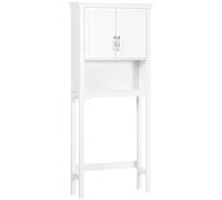 kleankin Meuble WC dessus de toilette avec placard à porte double, étagère réglable et niche, dim. 71 x 20,5 x 165 cm, blanc