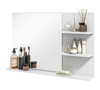 kleankin Miroir de Salle de Bain à Fixation Murale avec 2 Étagères Latérales et Étagère Inférieure, en MDF et Verre, 75x10x48 cm, Blanc