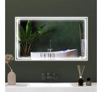 kleankin Miroir de Salle de Bain Lumineux Rectangulaire Mural LED 3 Couleurs Luminosité Réglable Interrupteur Tactile, Horizontal ou Vertical, 100 x 60 cm